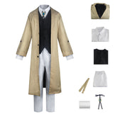 Anime Dazai Osamu Yellow Coat Set Cosplay Costume Outfits Halloween Carnival Suit